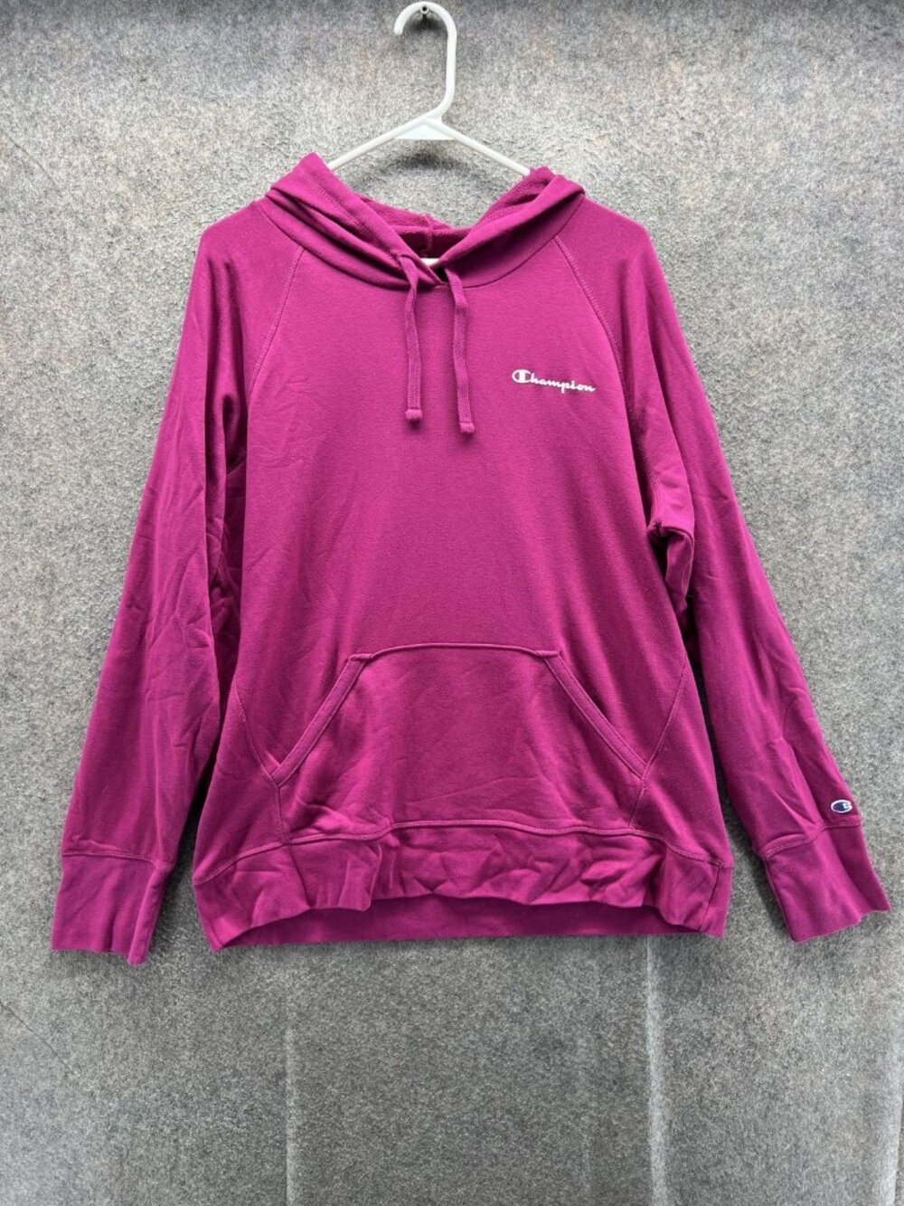 Champion Hoodie Womens XL Purple Pullover Lightweight Kangaroo Pocket Sweatshirt